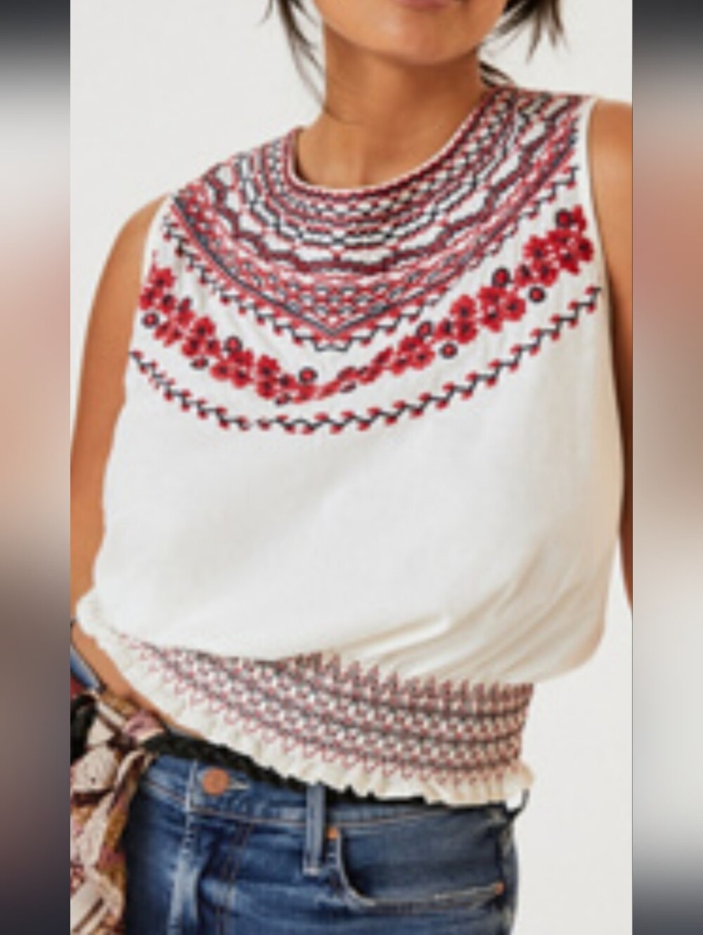 Tiny Anthropologie Linni Smocked Embroidered Top
